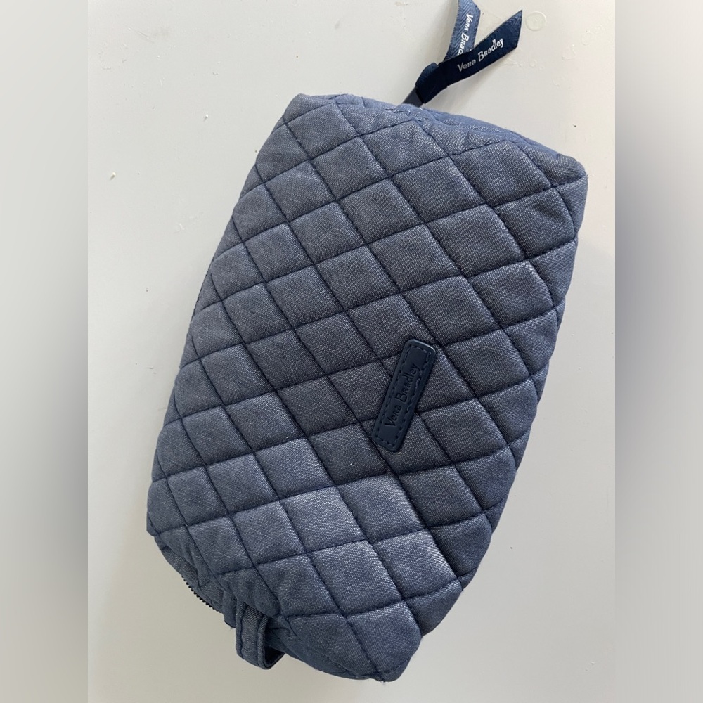 Vera Bradley Medium Cosmetic Moonlight Navy Denim Case Make Up Travel